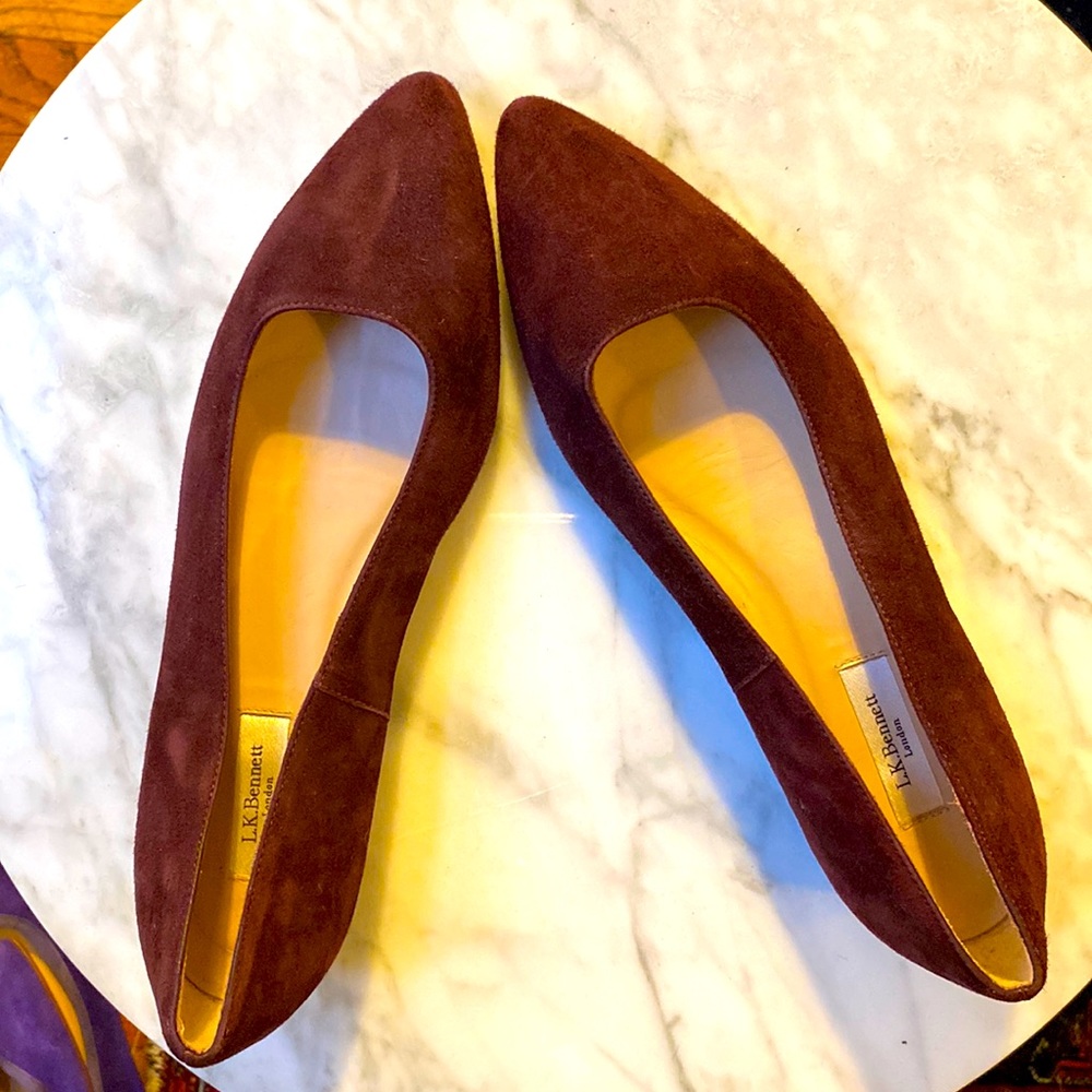 NWOT Burgundy LK Bennett Point Flats! 3/4 Inch Heel Size 37